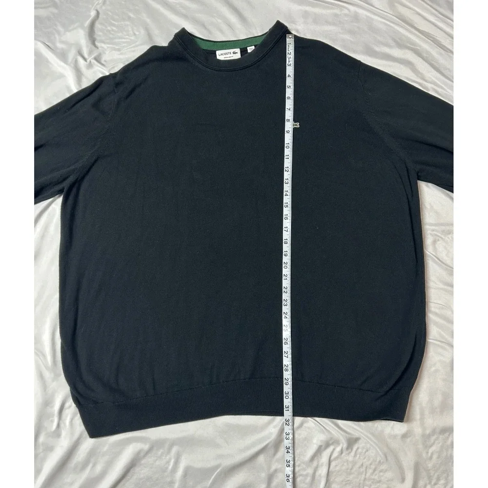 Lacoste Mens Black Regular Fit Crewneck Sweater Embroidered Croc Logo US 4XL FR9
